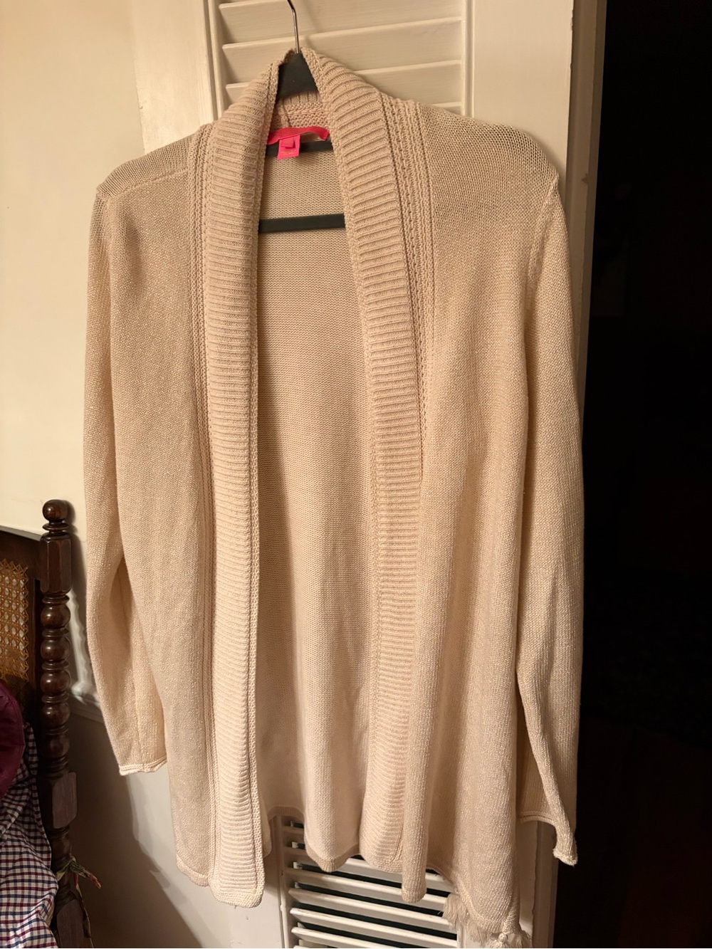 Lilly Pulitzer Open-Front Knit Cardigan Sweater - Beige with gold sparkles